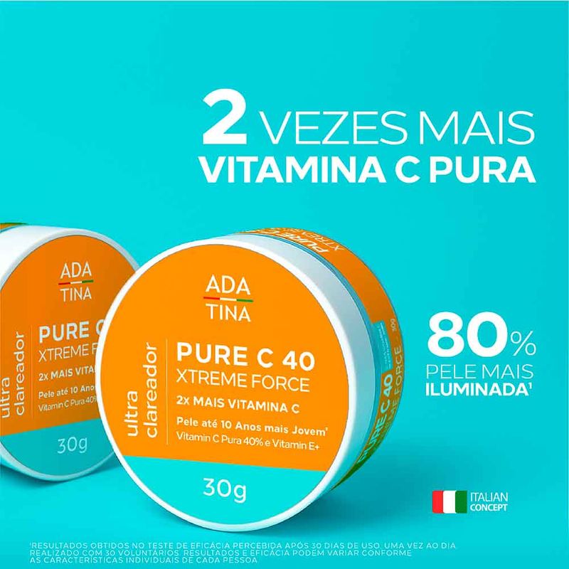 Creme Clareador e Anti-Idade Ada Tina Pure C 40 Xtreme Force